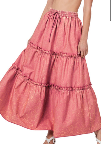 Acid Wash Tiered Skirt