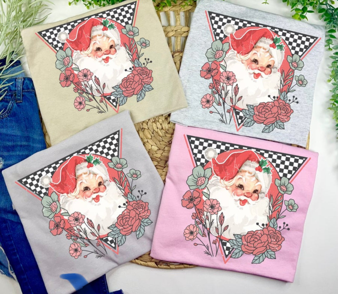 Vintage Santa w/flowers Tshirt