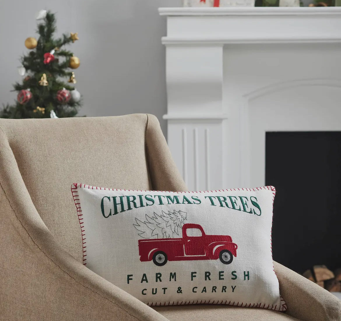 Farm Fresh Red Truck Pillow