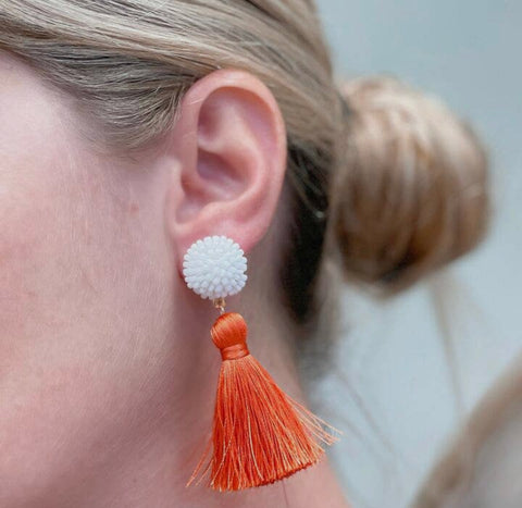 Orange Tassel Earrings