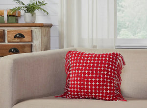 Red&White Fringe Pillow