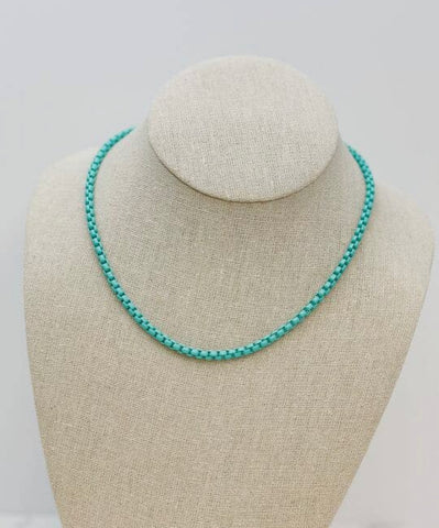 A56 Teal Box Chain Necklace