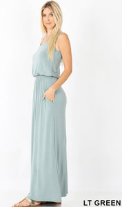 Gabby Bubble Top Maxi Dress in Light Green