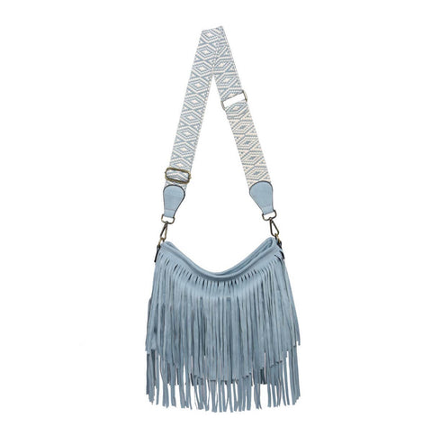 A34 Suede Fringe Crossbody w/Guitar Strap