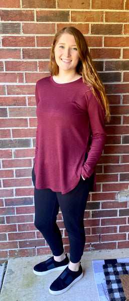 Burgundy Side Slit Top