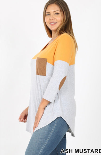 Mustard Elbow Patch Tunic