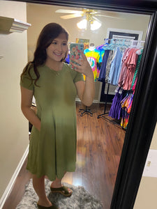 Olivia Midi Pocket Dress in Sage