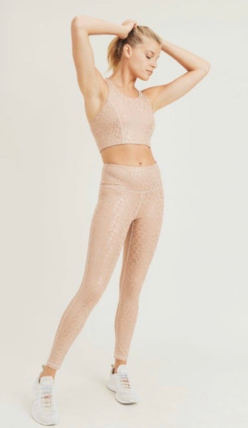 Peach Leopard Foil Print Highwaist Legging