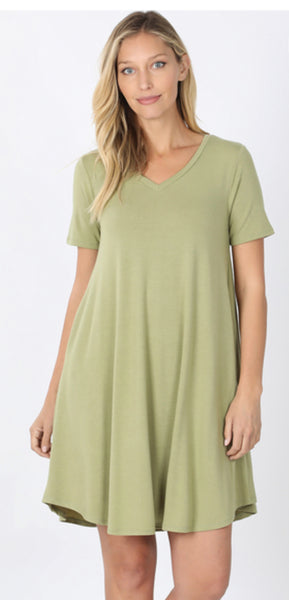 Sarah Midi V-Neck Pocket Dress