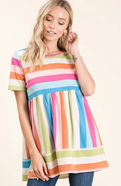 Lindlee Striped Peplum Tunic