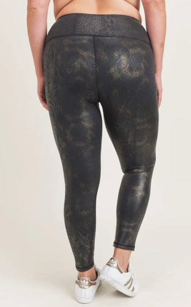 Snake Print Foil Leggings