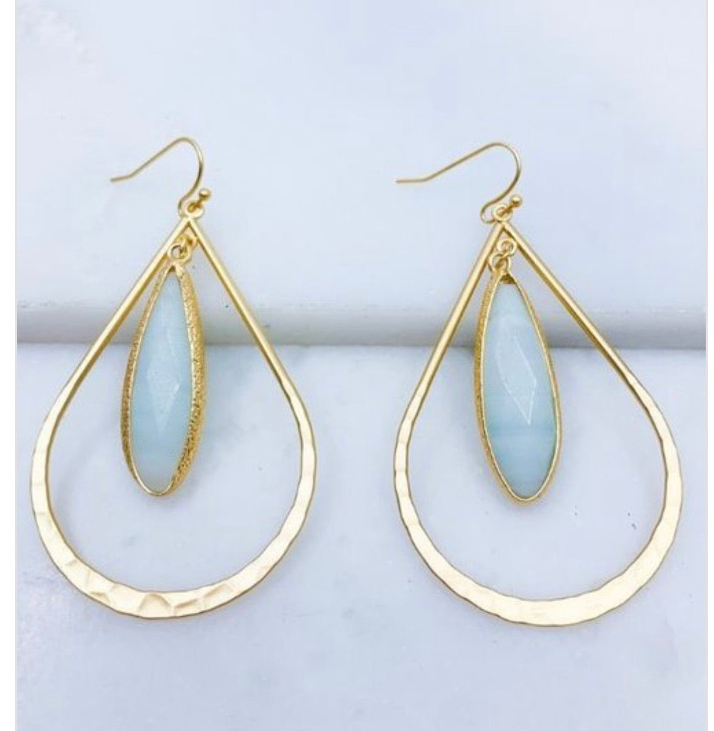 Matte Plated Teardrop Earrings-Mint