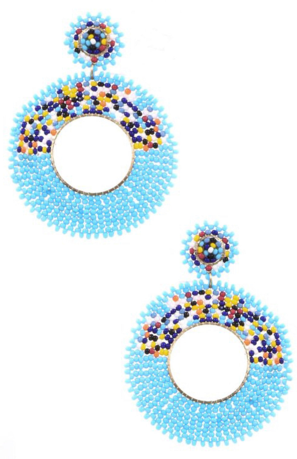 Round Turquoise Seed Bead Earrings