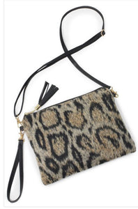 Leopard crisscross clutch bag