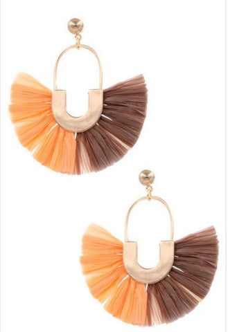 A19 Raffia Fringe Earrings