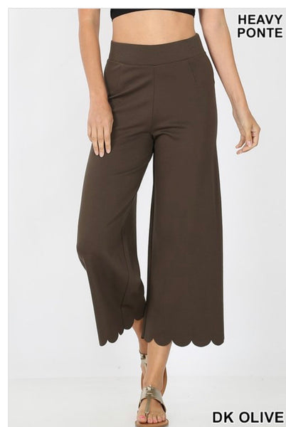 Scallop Cropped Ponte Pants