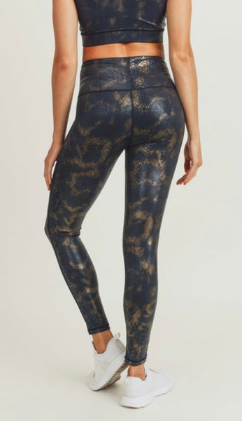 Snake Print Foil Leggings