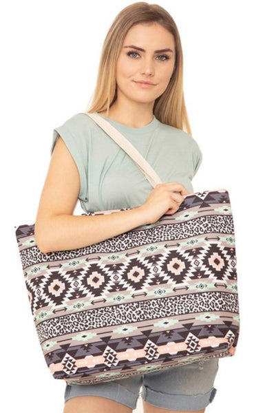 Tribal Tote Bag/Grey Mint