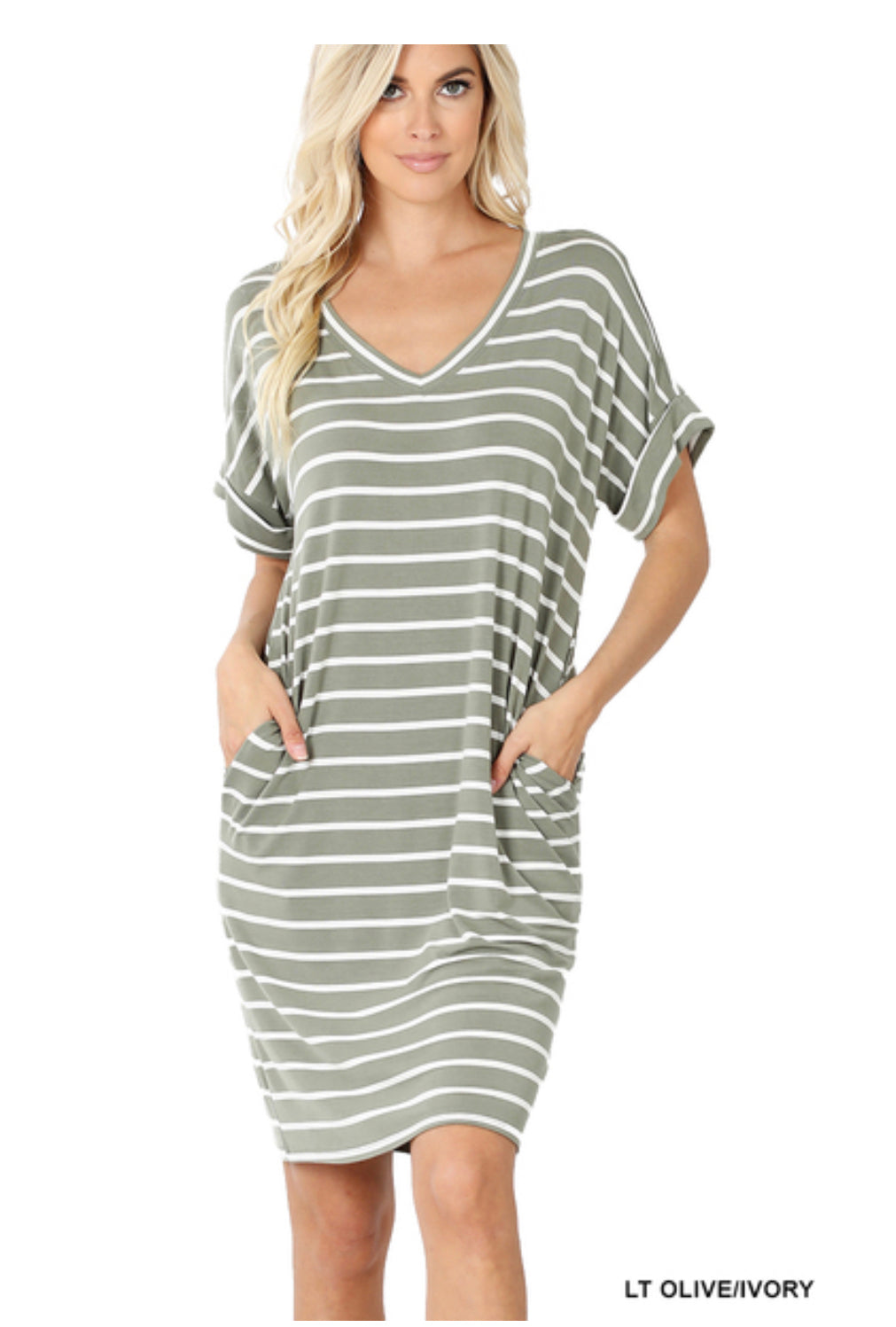 148 Striped V-neck Dress