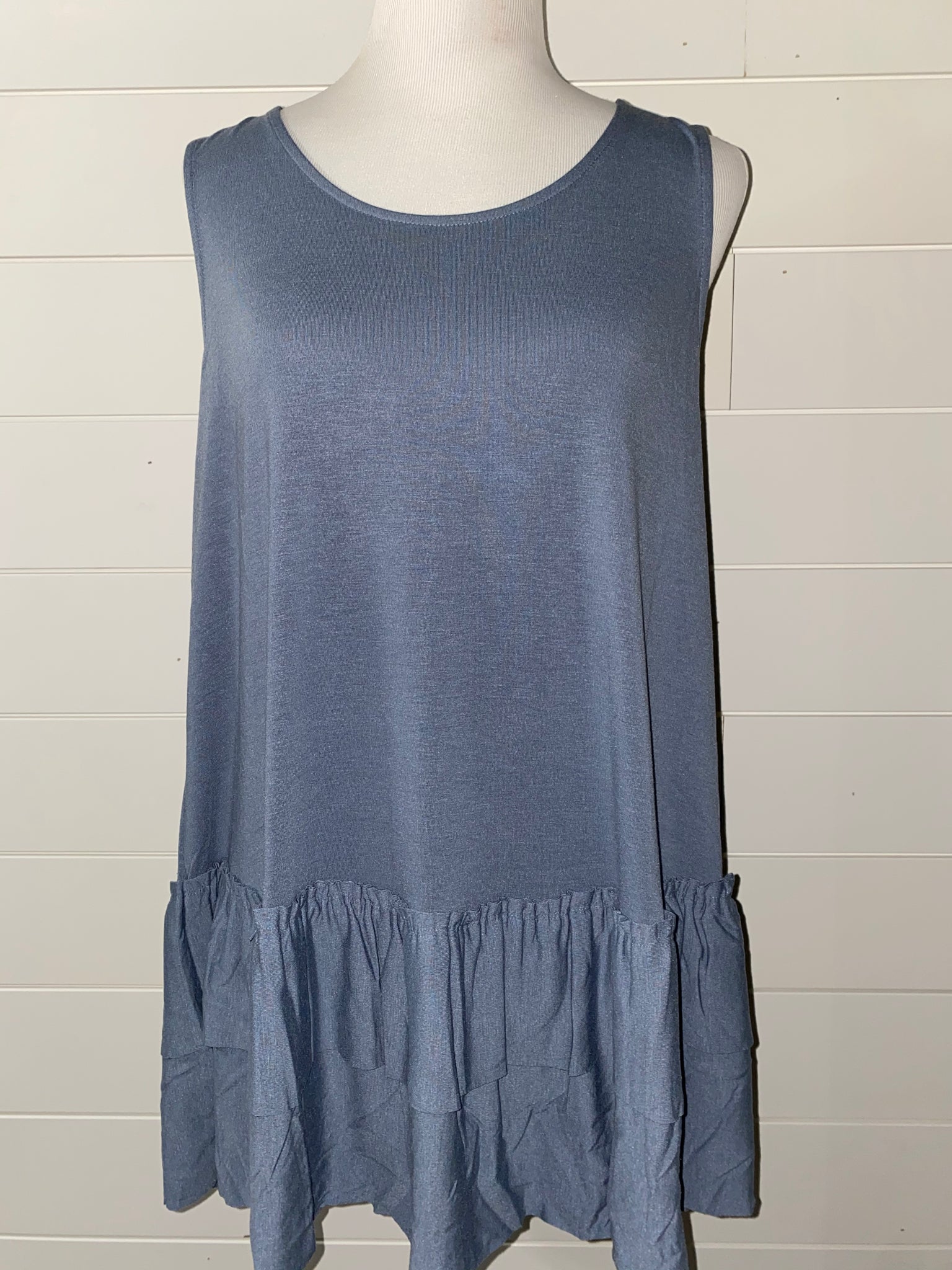 Slate Plus Size Ruffle Tank