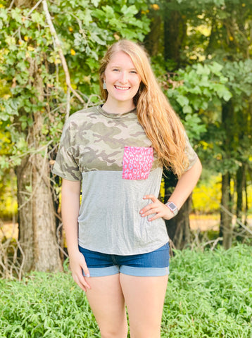 Camo Leopard Pocket Top