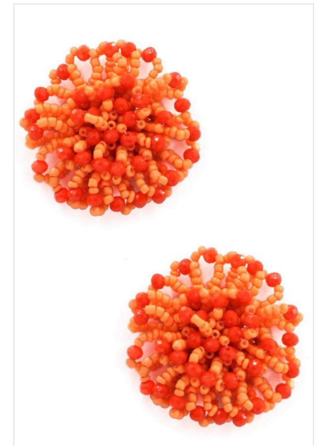 Seed bead cluster flower earrings Length: 1 3/4