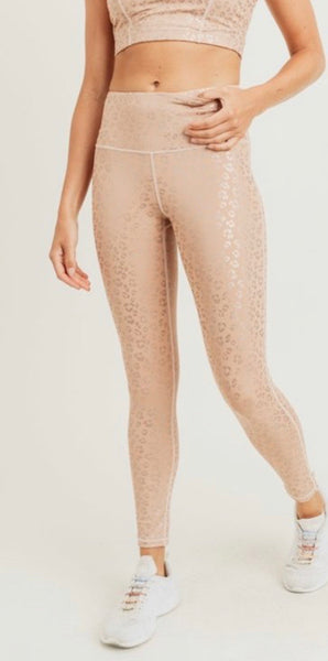 Peach Leopard Foil Print Highwaist Legging