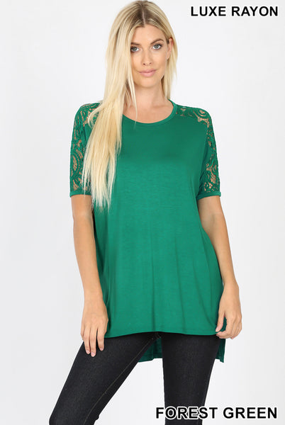 Lace Sleeve Hi-Low Tunic