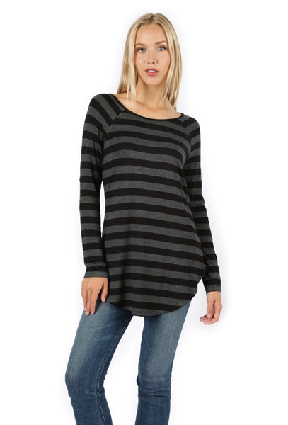 Striped Elbow Patch Tunic