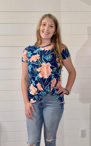 Floral Print Knot Top