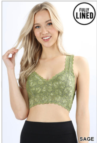 Lace Layering Bralette in Sage