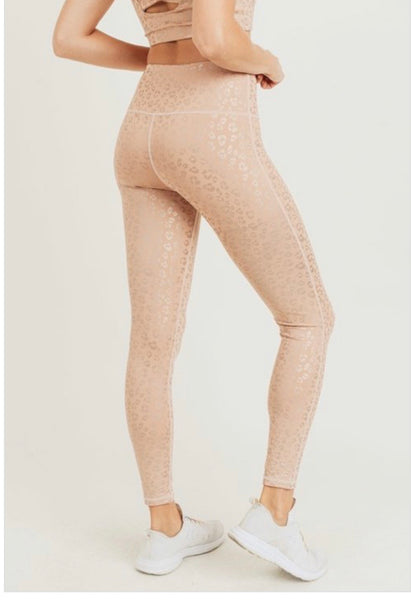 Peach Leopard Foil Print Highwaist Legging