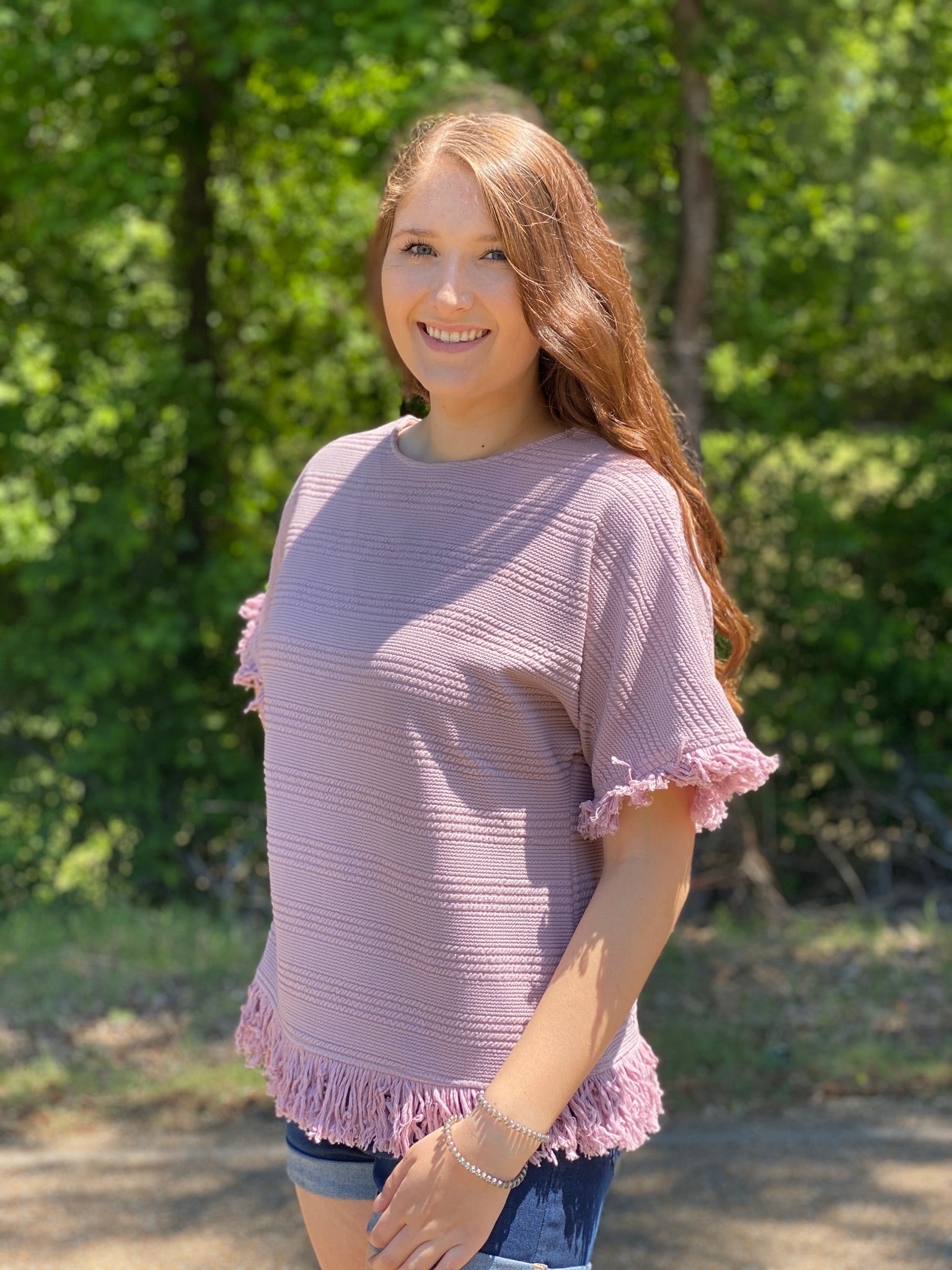 Kendra Blush Tassel Top