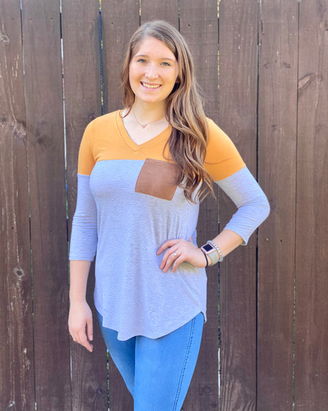 Mustard Elbow Patch Tunic