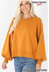 Mustard Balloon Sleeve Sweatshirt