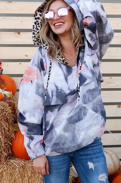 Tie Dye Leopard Windbreaker Jacket