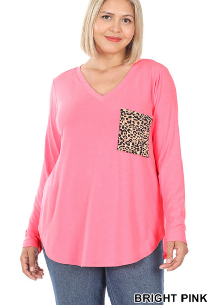 Pink Leopard Pocket Top