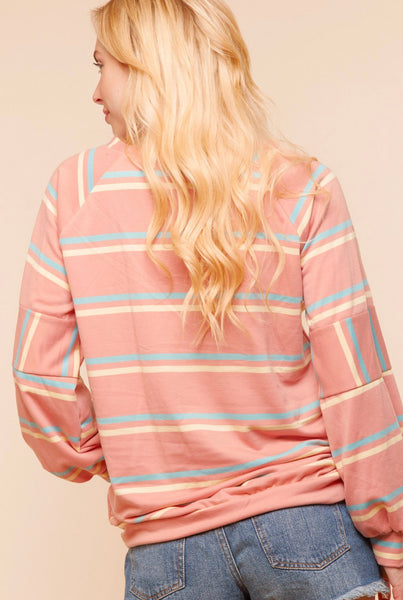 Pink Bubble Sleeve Pullover