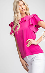 Kate Ruffle Cap Sleeve Blouse