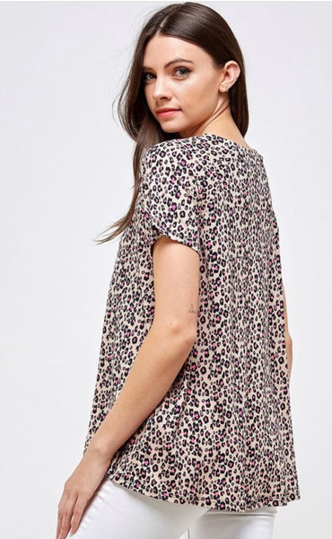 Hot Pink Leopard Print Tunic Top