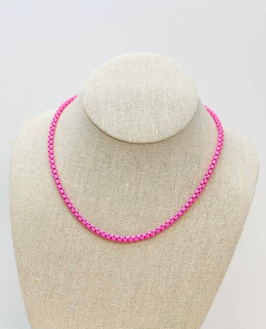 A56 Pink Box Chain Necklace