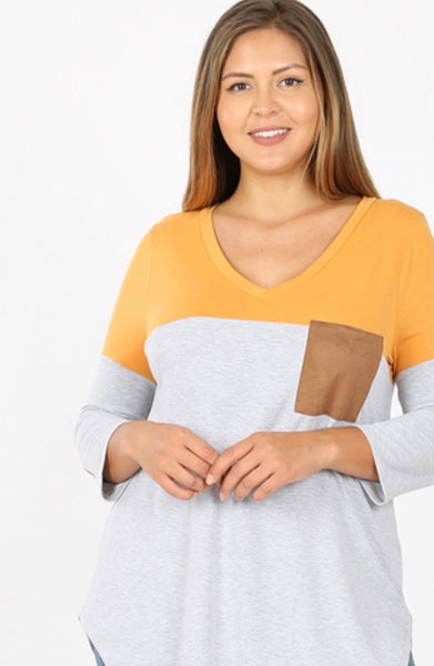 Mustard Elbow Patch Tunic