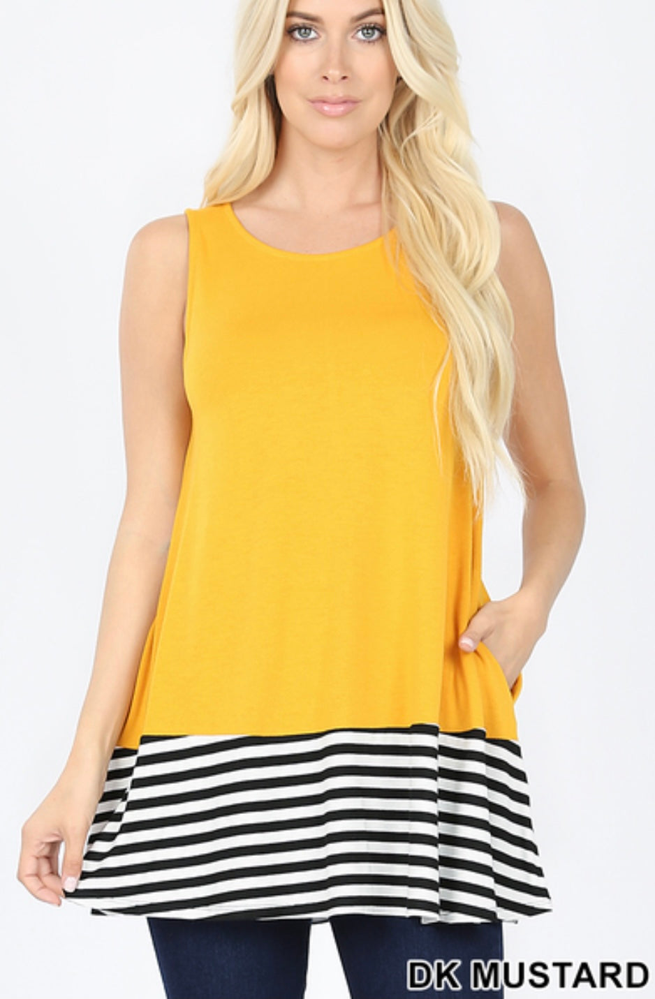 105 Mustard Stripes & Contrast Tank