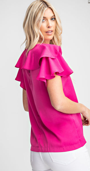 Kate Ruffle Cap Sleeve Blouse