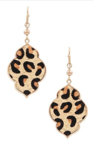 Metal Moroccan faux fur drop earrings Earring drop length: 2