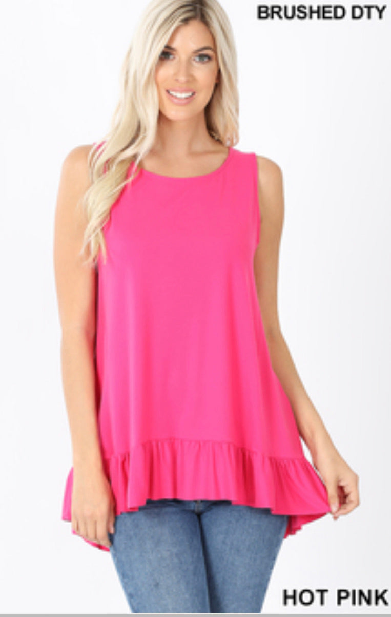 Ruffle Hi-low Sleeveless Top