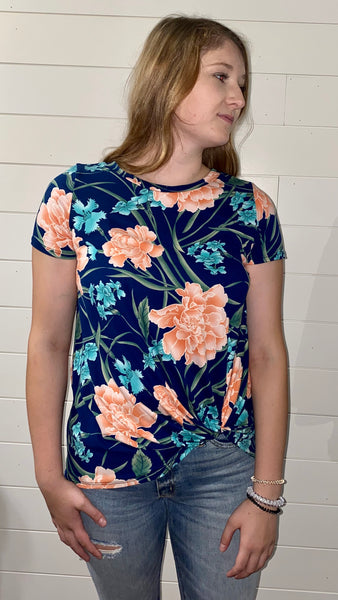 Floral Print Knot Top