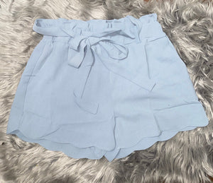 Scallop Edge Shorts in Dusty Blue