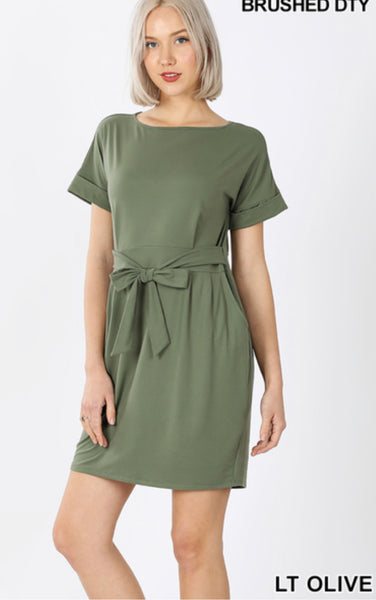 Olive Tie Dress