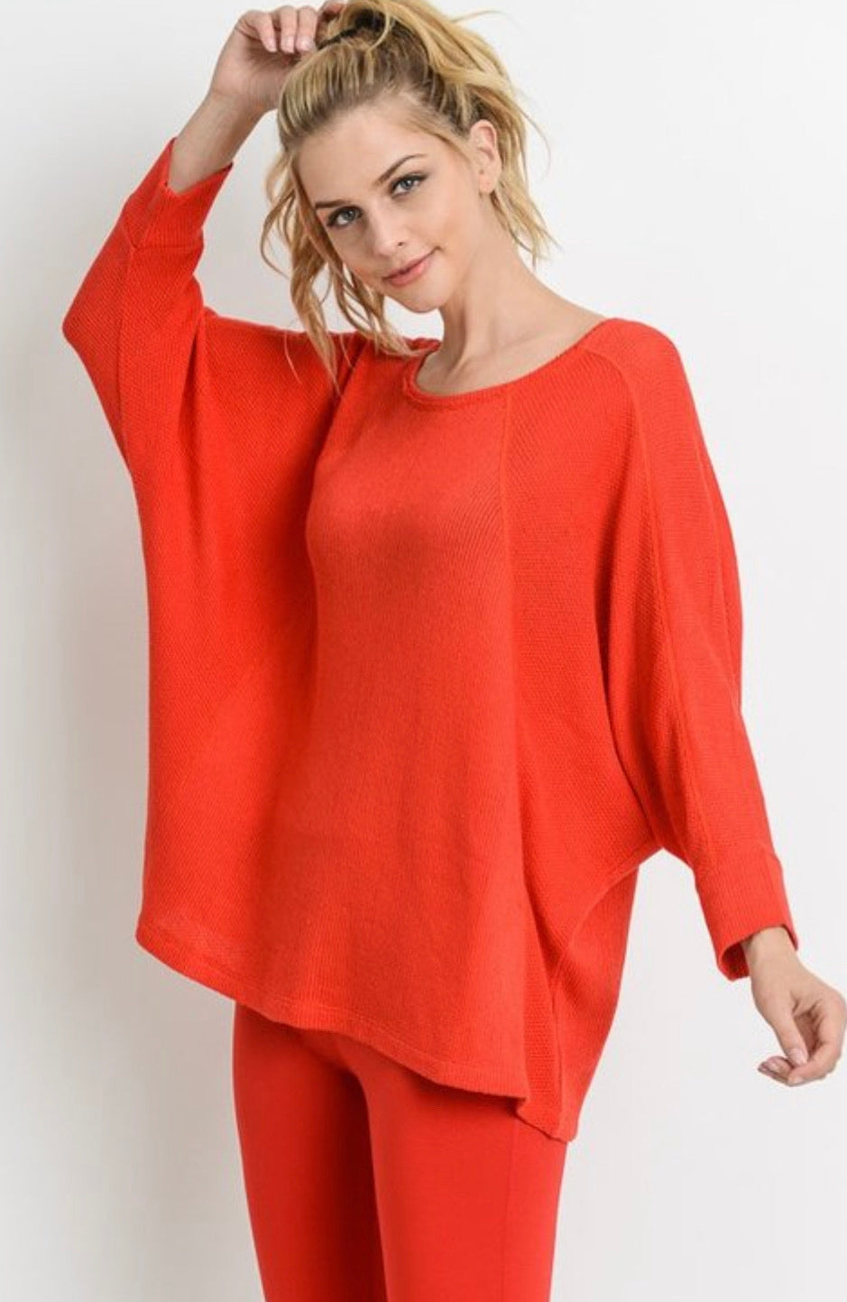 Harper Red Cuffed Dolman Tunic